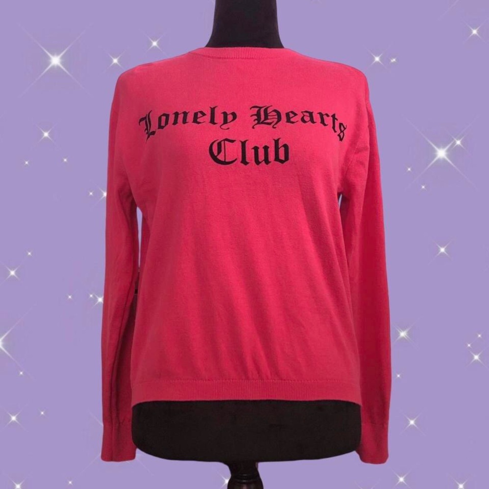 Women’s H&M Hot Pink Lonely Hearts Club Lightweight Knit Sweater